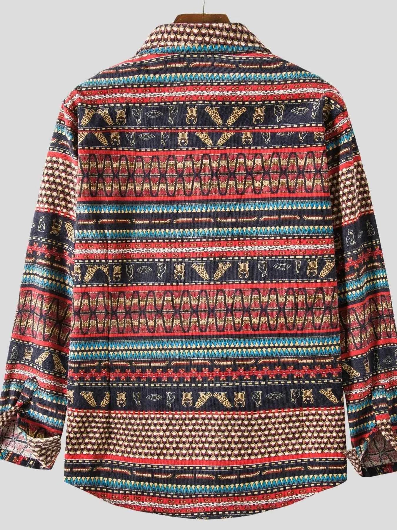 Men's Vintage Ethnic Print Button Down Shirt